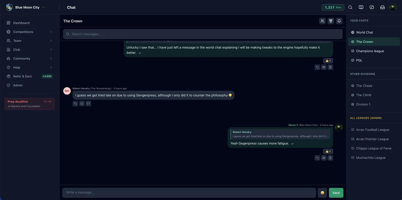 Title Rivals — League chat