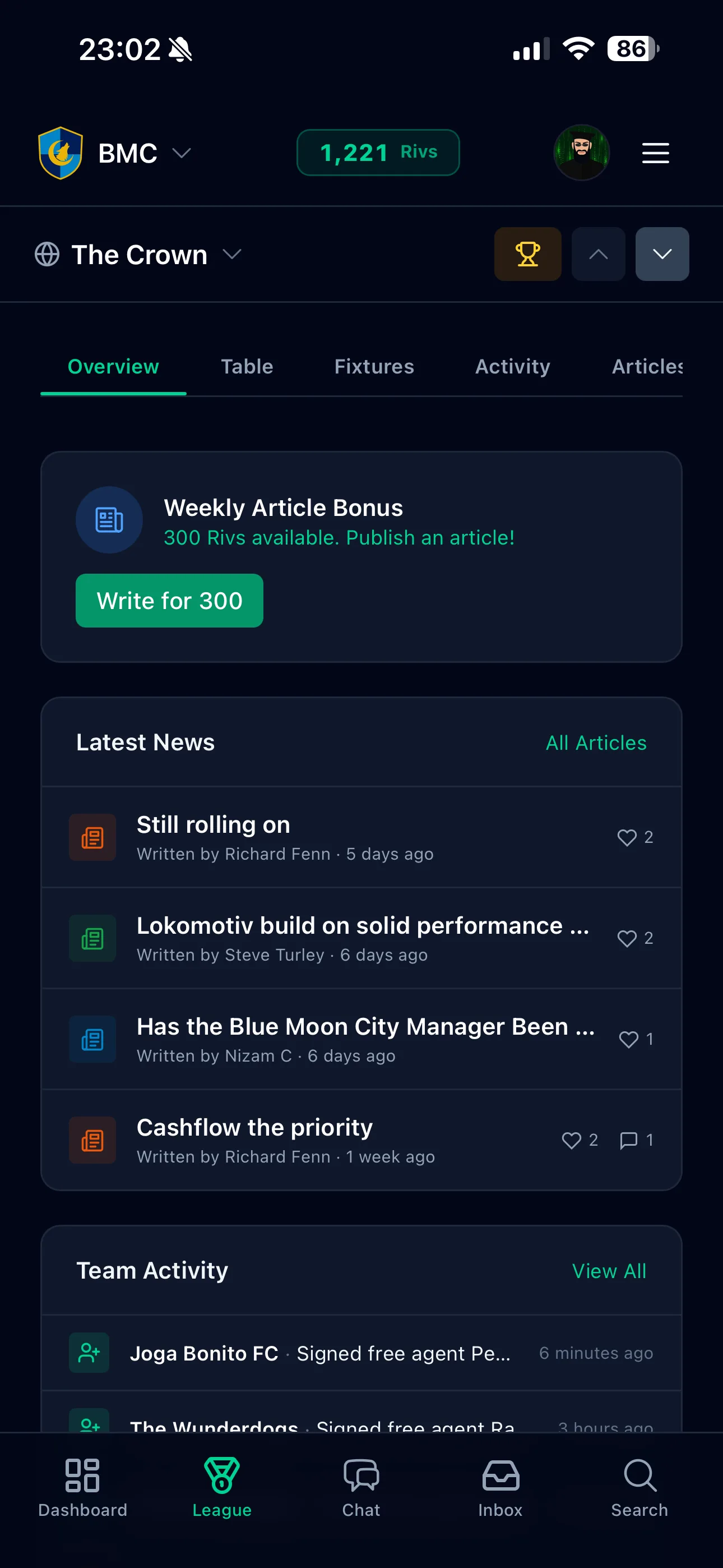 Title Rivals — Mobile league view