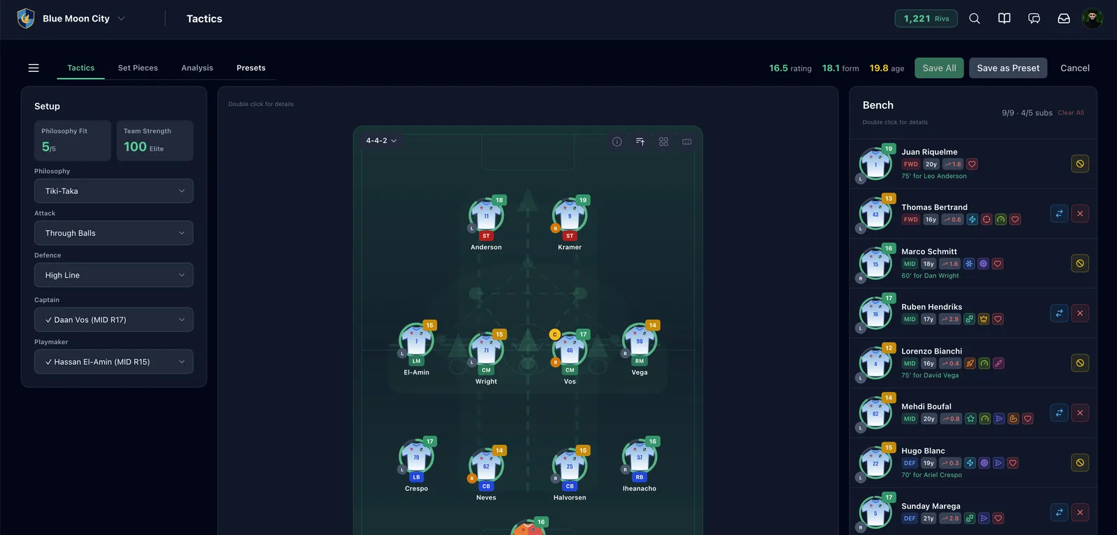 Title Rivals — Tactics board